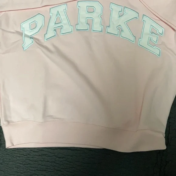 Parke Blush Pink Mock Neck Sweatershirt with Mint Varsity lettering size XXL
